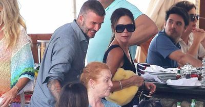 Victoria Beckham kisses pal Sarah Ferguson goodbye after surprise meet at lunch in Italy