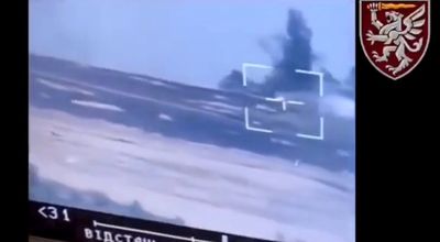 Ukrainian Forces Hit Moving Russian Tank With Anti-Tank Guided Missile