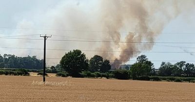 Picture shows scale of grass fire firefighters tackled for 'large part of day' in Nottinghamshire