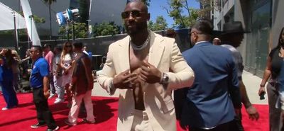 A chiseled Starling Marte showed up to the MLB All-Star red carpet in a suit but he left his shirt at the hotel