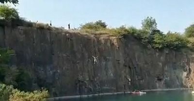 Terrifying footage shows youngsters 'tombstoning' at death spot quarry where teens lost lives after plunging into water