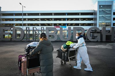 Picture of golf bags piled up in a Scotland airport is a sad sight to see