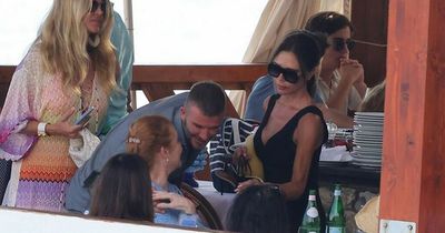 Beckhams bump into Sarah Ferguson during lunch at top Italian restaurant