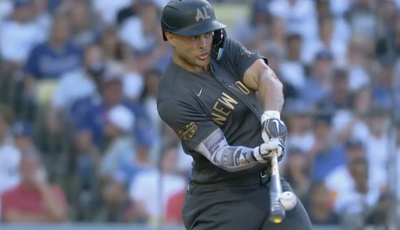 Fans marveled at Giancarlo Stanton literally squishing the baseball with his All-Star Game HR swing