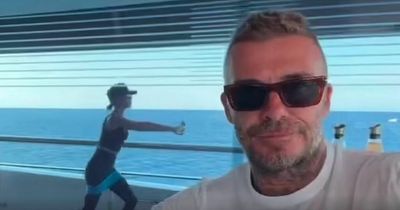 David Beckham mocks wife Victoria's exercises on yacht before she posts racy snap
