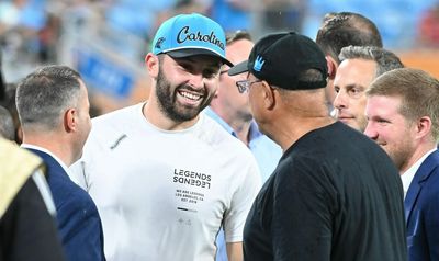 Panthers QB Baker Mayfield attends Charlotte FC vs. Chelsea match