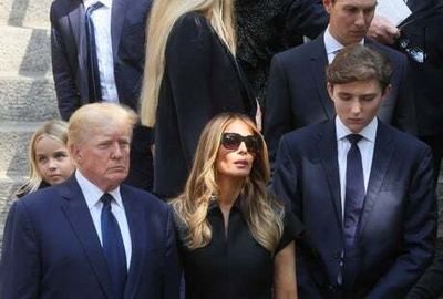 Barron Trump, 16, makes a rare public appearance at Ivana Trump’s funeral and towers over family