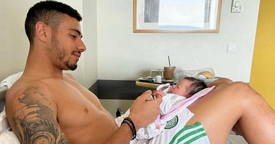 Giorgos Giakoumakis takes Celtic commitment to new level by sporting Hoops at daughter's birth