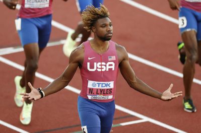 Noah Lyles talking to the clock after he broke the American 200m record was the best moment