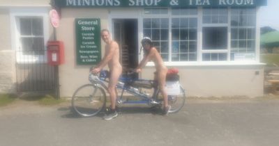 Pair of cyclists riding naked across the UK spotted in Bristol