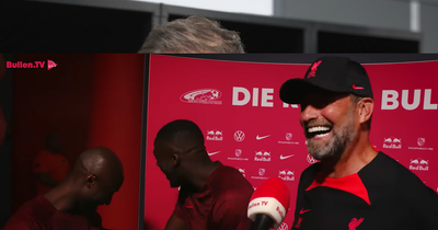 Jurgen Klopp leaves Liverpool pair in stitches with cheeky dig after interrupting interview