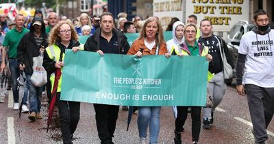 Hundreds march to call for action after drugs-related deaths in Belfast