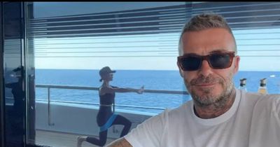 Victoria Beckham looks terrified as she reluctantly hops on jet ski with husband David