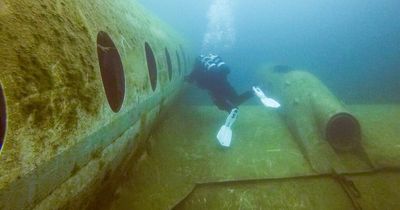 Sunken plane wreck hidden underwater at Lancashire beauty spot