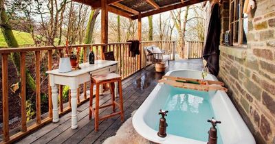 You can stay in this stunning off-grid retreat with an outdoor bath tucked away in the Welsh countryside