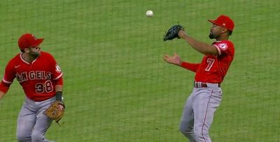 Angels’ Michael Stefanic and Jo Adell teamed up to make one of the luckiest catches of the MLB season