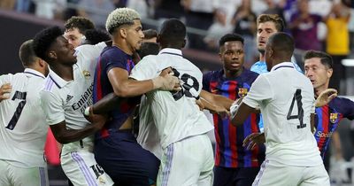Barcelona and Real Madrid stars clash during ill-tempered El Clasico 'friendly'