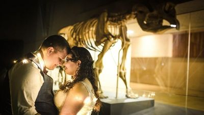 Queensland Museum workers marry surrounded by friends, family and dinosaurs