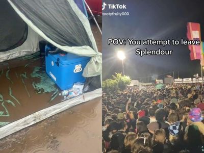 Splendour in the Grass: TikTok videos show flooded campsites and massive queues at ‘catastrophic’ festival