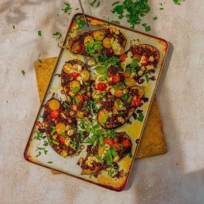 Sarit Packer and Itamar Srulovich’s recipe for stuffed aubergine boats