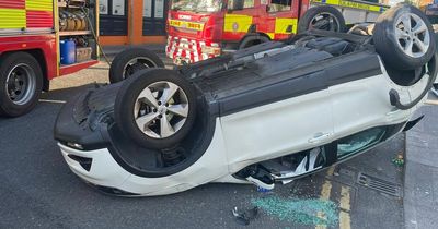 Shocking photo shows aftermath of roll-over crash in Dublin city centre