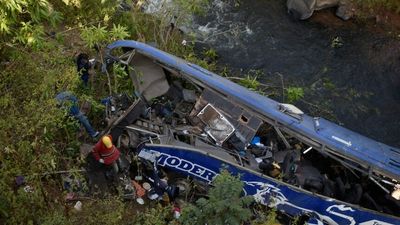 Dozens killed after bus veers off bridge in central Kenya into valley 40 metres below