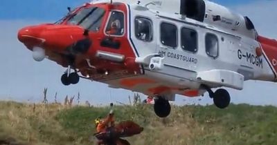 Dramatic footage shows moment climber with broken leg rescued from Arbroath cliffs