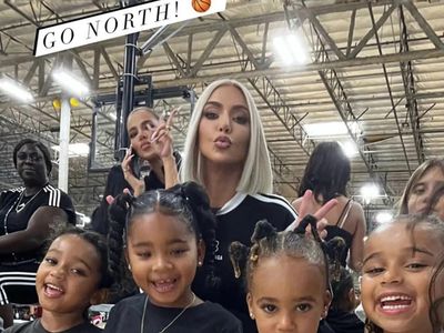 Khloé and Kim Kardashian cheer on North West at basketball game