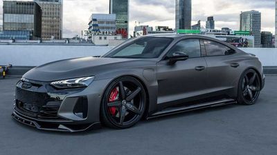 Modded Audi RS E-Tron GT Looks Sinister With Satin Wrap, Body Kit