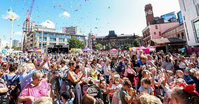 Child Friendly Leeds outdoor summer party happening in Millennium Square