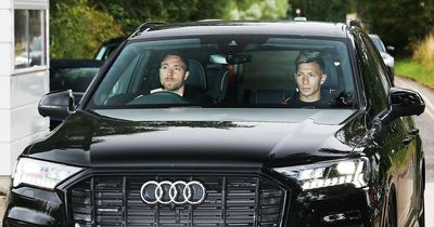 Christian Eriksen and Lisandro Martinez arrive for first Manchester United training session