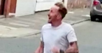 Man runs down street in panic as gull swoops to attack