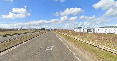 Edinburgh A1 road closed and huge queues as crash sees car 'flipped on its roof'