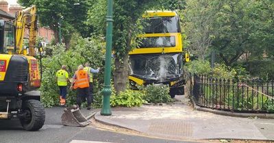 Dublin Bus driver hospitalised after bus mounts footpath and crashes
