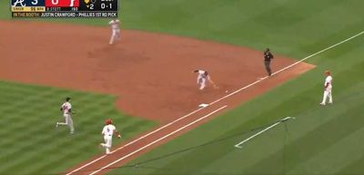 Phillies SS Bryson Stott got a 2-run double thanks to one of the most bizarre bounces of the MLB season