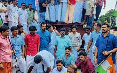 Youth Congress activists block train in Kerala’s Angadipuram