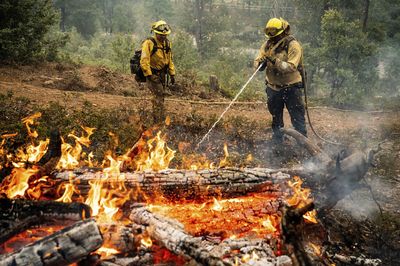 Crews are making progress against a destructive forest fire near Yosemite