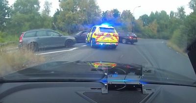 Man drives wrong way down motorway even after all four of his tyres SHREDDED