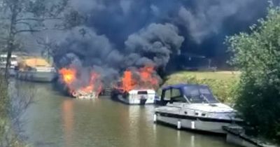 Two people in hospital after several boats ablaze in huge UK marina fire