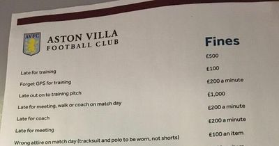 Aston Villa fine list leaked with brutal £200-a-minute and birthday cake punishments