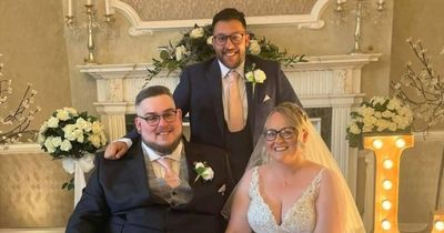 Nervous groom awaits 'first look' at his bride - only to be met by bearded best man