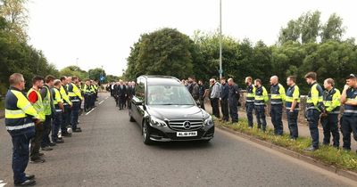 Sir William Wright: Wrightbus employees form guard of honour for funeral cortege