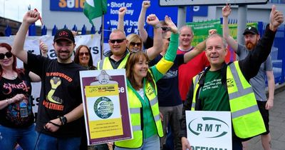 Travel chaos as RMT members join rail strike outside Newcastle Central Station