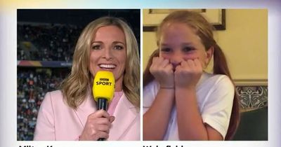 BBC commentator in tears after Gabby Logan's heart-warming gesture to young England fan