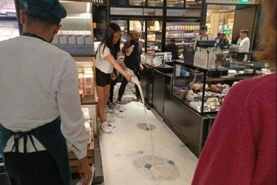 Animal Rebellion: Vegan activists pour milk onto floor of Harrods in anti-dairy protest