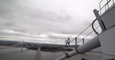 Incredible clip shows parkour team scaling Forth Road Bridge in nail-biting footage