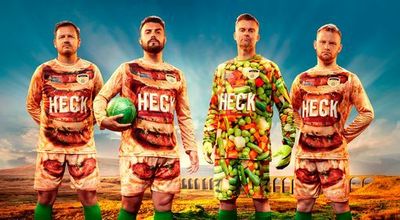 Football team wear toad-in-the-hole kit - and goalkeeper's strip is even stranger