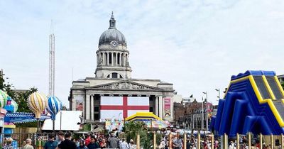 Nottingham shows support for Lionesses with giant St George's flag