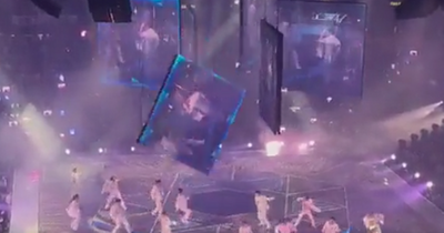 Shocking moment huge screen crushes dancer on stage during performance