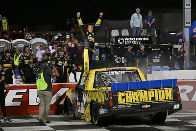Enfinger wins wild NASCAR Trucks playoff opener at IRP